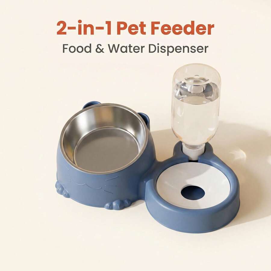 Mangkuk Air & Makanan Otomatis 2-in-1 untuk Kucing & Anjing, Mangkuk Makan Hewan Peliharaan, Mencegah Cedera Leher & Benturan, Pilihan Warna Beragam, Cocok untuk Anjing & Kucing Kecil - Kapasitas besar - View 1