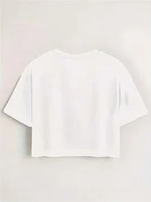 Camiseta corta de manga corta Y2K con cuello redondo y estampado de la Torre Eiffel de viaje a París, primavera verano, ropa de mujer - Blanco - Ver 2