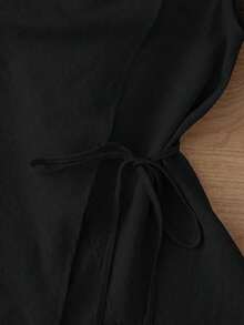 Nueva llegada Camiseta sin mangas con diseño único para mujeres, blusas coreanas de primavera/verano para mujeres, blusas lisas elegantes casuales para mujeres, blusas de estilo coreano - Negro - Ver 5