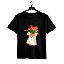 Tops para mujer Casual de Manga Corta para Mujer WXM% Algodón (Estampado Floral Encantador y Gráfico de Chica) - s Estampadas / Tops para Mujer - Casual Negra: Estilo Urbano y para Fiestas - para Uso Diario; Manga corta, cuello redondo, corte regular - El regalo perfecto para cumpleaños o días festivos - Hermoso estilo de verano: Ropa de verano para mujer - Negro - Ver 1