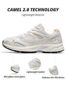 CAMEL CROWN Zapatillas deportivas de mujer para exteriores, con malla transpirable, antideslizantes, de estilo retro casual para primavera - Lavanda marfil - Ver 8