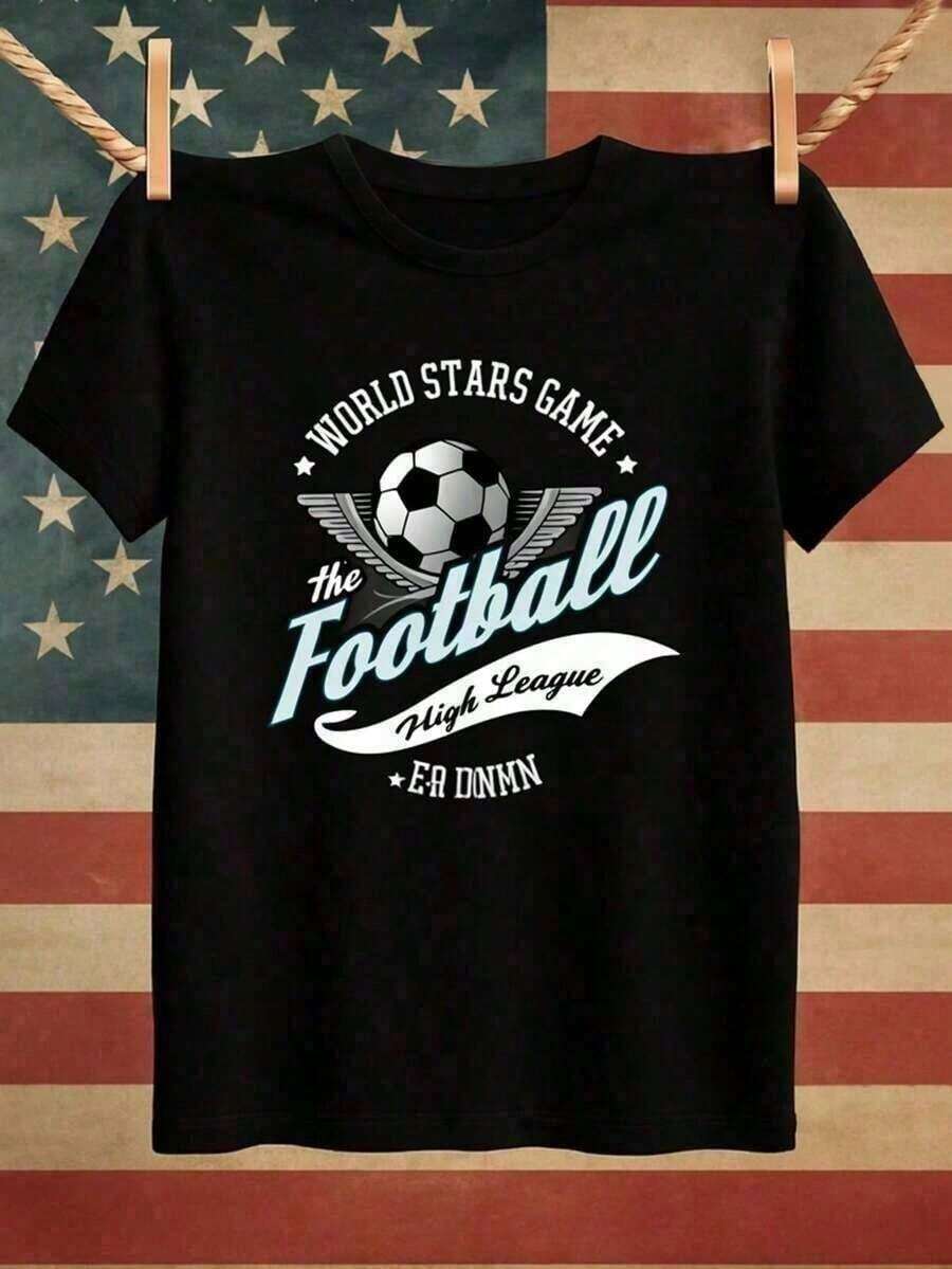 Tops para mujer Casual de Fútbol para Mujer, de Algodón, Manga Corta, Cuello Redondo, Tejido de Alta Elasticidad para Comodidad Diaria - Negro - Ver 1