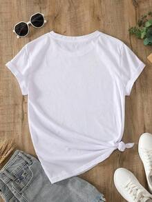 Camiseta de Manga Corta con Cuello Redondo y Estampado de Cerezas - Rojo y blanco - Ver 3