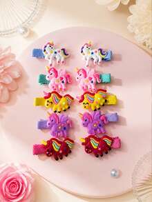 10pcs Multicolor Unicorn Hair Clips For Girls, Suitable For Daily Use - Multicolor - View 2