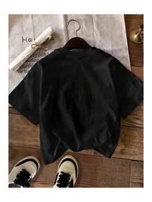 Basic T-Shirt With Floral Print, Loose And Comfortable - Back - View 2