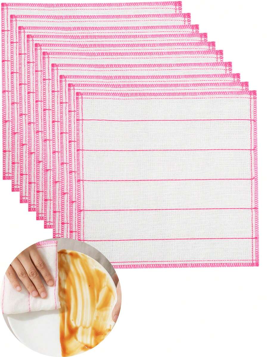 5PCS/10PCS Cotton Gauze Cleaning Cloths, Ultra Absorbent, Reusable And Washable For Kitchen, Bathroom, And Household Surfaces - Multicolor - View 1