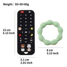 2pcs Silicone Simulated Remote Control Baby Teether, Infant Teething Toy, Bite-Resistant Chew Stick - Multicolor - View 3