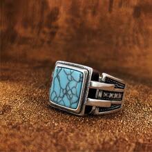 1 chiếc nhẫn vuông tối giản màu ngọc lam, thiết kế thời trang unisex, món quà tuyệt vời dành cho đồng nghiệp, cha. - nhẫn - Xem 4