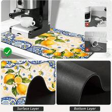 1pc Dish Drying Mat, Coffee Machine Mat, Blue & White Floral Border With Yellow Lemon Fruit Pattern Absorbent Draining Mat, Suitable For Dining Table, Cafe, Multi-Purpose Drainage Pad, Home Gift, Tabletop Decor - XYLSD-352 - View 10