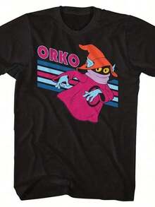 Camiseta casual de manga corta con cuello redondo, modelo Masters Of The Universe Orko, color negro, para adultos. Camiseta de manga corta con cuello barco de color sólido para mujer, adecuada para el verano, combinable con camisetas estampadas, blusas de mujer y camisetas estampadas de manga corta. Ropa de Mujer, Camiseta Casual Minimalista para Uso Diario, Transpirable, Corte Holgado, para Gimnasio y Ocio - Negro - Ver 1
