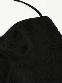 Top de tirantes con cuello halter y pliegues en Y2K - Negro - Ver 4