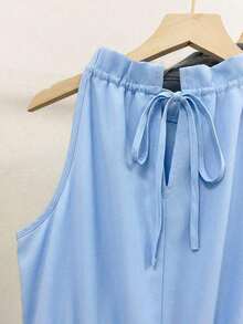 Blusa casual versátil de uso diario con estampado floral y pliegues para mujer - Azul 2 - Ver 4