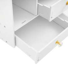 WUPYI Cosmetics Organizer With Mirror Makeup Storage Box 3 Drawer White PVC 4 Compartment Vanity Table Organizer Raised Baffle Design For Lipstick Skincare Jewelry Mask Storage - White - View 10