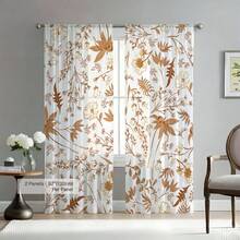 Bộ 2 rèm/1 rèm in họa tiết thực vật màu nâu ấm áp, chất liệu vải xuyên sáng, kiểu may túi luồn thanh treo, tạo điểm nhấn ấm áp cho phòng ngủ, phòng khách, kích thước 52"W * 84"L - Nhiều màu - Xem 14
