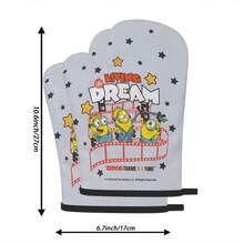 Găng tay lò nướng Minions "Sống trong mơ", màu xám, kiểu dải màng, dùng cho lò nướng, lò vi sóng, nồi hấp, chảo nóng, bảo vệ tay khỏi đồ dùng nấu nướng nóng. - Màu hỗn hợp - Xem 5