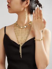 YIYI Jewelry Gold Plated Tassel & Beaded Jewelry Set, Bohemian Statement Necklaces, Earrings, Ring & Bracelet For Women - XWJT-007 - View 5