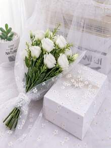 1 chiếc băng đô lưới in lụa hình hoa mai, thích hợp cho đám cưới, tiệc sinh nhật, tiệc tối, ngoài trời, trang trí nhà cửa, đóng gói hộp quà, trang trí phông nền, chất liệu vải lưới. - Màu tím - Xem 6