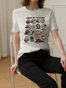 Short-Sleeved T-Shirt With American Retro Design, Unique Design, Slim Fit, Casual Style, Black Color. - 淺灰色 - 查看 8