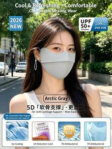 1 pieza Máscara facial de protección solar de seda de hielo de verano, unisex, unicolor/color degradado, múltiples colores disponibles. Diseño recientemente actualizado con enfriamiento de contacto incorporado, transpirable y no sofocante, bloquea eficazmente los rayos UV, perforaciones invisibles que evitan la empañamiento de los lentes, respiración suave, correas ajustables para las orejas para uso prolongado sin presión. Corte 3D adaptado a los contornos faciales, estilizado y versátil, corte curvo que protege las esquinas de los ojos y las sienes, compatible con gafas, adecuado para ciclismo, desplazamientos, deportes, viajes, uso diario, estudiantes, conductores, entusiastas al aire libre, alta relación costo-rendimiento, ideal para uso personal, temporada de regreso a la escuela, regalos de Navidad, Halloween y talla grande - máscara de protección solar rubor - Ver 10