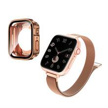 兼容苹果手表表带，原装不锈钢米兰尼斯表带，兼容苹果手表40mm、41mm、38mm、42mm、44mm、45mm、49mm、46mm表径，纤薄磁性网状表带，女士款，可调节不锈钢磁性网状表带，兼容苹果手表Series 11、10、9、8、7、6、5、4、SE、3、2、1、Ultra3、2，男女通用 - 44mm錶殼+42/44/45/46/49mm錶帶 - 查看 18