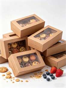 4件/8件高顏值開口式餅乾盒，無手柄，簡約白色卡紙，適合手工馬卡龍與酥餅包裝，節日送禮理想選擇 - 查看 8