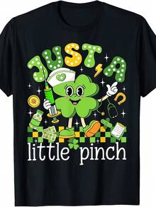 Camiseta de Mujer "Just A Little Pinch" Trébol Enfermera Día de San Patricio - Negro - Ver 2