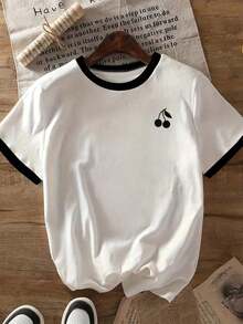 2026 Nueva Camiseta de Manga Corta con Estampado de Lazo, Corte Holgado, Casual para Primavera/Verano - Multicolor 5 - Ver 3