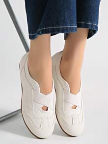 Giày búp bê đế bằng buộc dây kiểu Mary Jane phong cách Anh Quốc mùa Xuân/Thu mới, mũi thấp, kiểu dáng thường ngày. - trắng - Xem 5