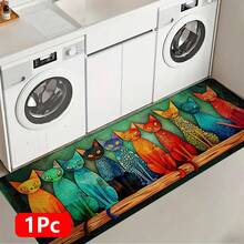 1pc Cat Pattern Printed Linen Kitchen Rug, Doormat, Bath Mat, Hallway Mat, 3D Printed Rectangle Carpet For Living Room, Bedroom, Corridor, Bathroom, Laundry Room - Polyester Rug For Indoor And Outdoor Home Decor - Multicolor - View 18