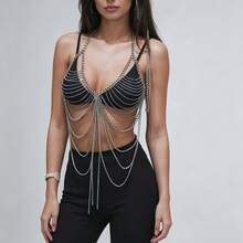 1pc Fashionable Sexy Multi-Layer Tassel Metal Body Chain, Suitable For Beach, Resort, Nightclub Party Outfit - Body Chain - View 12