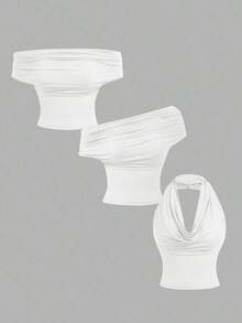 Set de 3 piezas de Tops de Tirantes Versátiles para Mujer - Verde militar - Ver 7