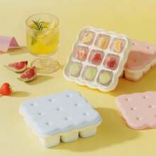 New PP Pressed Ice Tray With Lid, Cookie Ice Tray, Refrigerator Freezing Mold - 藍色 - 查看 4