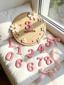 Runde Holz-Meilensteinkarten-Set für Babys, 1-12 Monate Säuglings-Wachstums-Meilenstein-Markierungen, Neugeborenen-Geburts-Erinnerungskarten, Schwangerschafts-Reise-Andenken-Anhänger, Baby-Fotografie-Requisiten, geeignet für Babyparty, Weihnachten und Neujahrs-Babygeschenke - Verschiedenfarbig - Übersicht 4