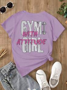 Camiseta oversize morada de verano para mujer con estampado de atardecer marino y texto bíblico Playera holgada de cuello redondo con diseño de paisaje de atardecer y cruz, estilo espiritual - YH525-Morado - Ver 3