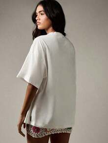 Playera gráfica casual juveniMISSGUIDED Camiseta de algodón grande con gráfico de la ciudad italiana de Sorrento, Campania, para moda de verano, ropa de playa, resort, declaración de vacaciones - Blanco - Ver 2