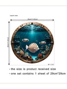 1pc 2D Flat Stingray Underwater World Small Fish Freely Foraging Decorative Sticker, Suitable For Laundry Room, Living Room, Bedroom, Study, Self-Adhesive Decal - B - View 6