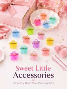 Mini Onion Powder Hair Clip, Candy Color Mini Flower Hair Clip Suitable For Girls Daily Wear, School, Party, Vacation, Birthday, Photography - Multicolor - View 4