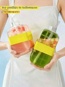1PC 2-In-1 Easy Release Ice Bucket And Cup, Press Mechanism, Perfect For Cold Cocktails, Whiskies, And Beverages - Multicolor - View 7
