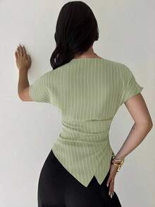 Blusa asimétrica casual y elegante a cuadros, adecuada para ir al trabajo, uso casual diario y vestimenta de negocios de moda para mujer / Vuelta al colegio / Profesora / Blusas para salir / Blusas para salir / Mujer de negocios casual / Camisa a - Verde - Ver 2