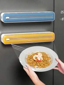 1 cái hộp đựng màng bọc thực phẩm 2 trong 1 kèm dao cắt, hộp đựng màng bọc thực phẩm có lưỡi cắt trượt, dao cắt màng bọc thực phẩm có cốc hút có thể nạp lại, hộp đựng màng bọc thực phẩm nhà bếp, giá đỡ cắt túi giữ tươi, hộp đựng màng bọc thực phẩm đa chức năng kèm dao cắt - nhiều màu - Xem 10