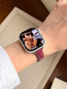 1条女款表带，适用于38mm、40mm、41mm、42mm、44mm、45mm、46mm、49mm表径 - 女款真皮表带 - 简约优雅时尚设计 - 舒适轻便耐用，兼容苹果系列11、10、Ultra、9、8、7、6、SE、5、4、3、2、1，是手表爱好者的理想礼物，可作替换表带 - 彩色 - 查看 3