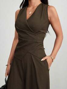 Trajes de mujer, elegantes para ir al trabajo en otoño/invierno - Marrón - Ver 5