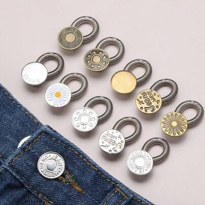 4pcs Pants Waist Extender Buttons, Waist Expansion Buttons, Spring Stretch Waist Adjustable Buckle, Easily Adjust Waist Size