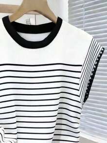 Nueva camiseta de manga corta con bloques de color y rayas, ropa de primavera/verano - Multicolor 11 - Ver 3