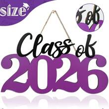2026 Graduating Class Wooden Plaque, Graduation Party Wall Decoration, Stylish Calligraphy Font Graduation Decorations, With Hanging Cord. 2026 Graduating Class Photo Booth Props, Wooden Graduation Background Decorations, Shiny Graduation Commemorative Plaque Suitable For Bedrooms/Dormitories, Indoor/Outdoor Graduation Ceremony Decorations. - Blue - View 3