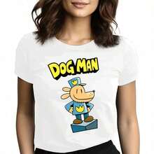 Tops para mujer suave, informal, de manga corta, con estampado de dibujos animados, de corte holgado para niñas, adecuada para salir, ir a la escuela y para usar en verano. - Blanco - Ver 3