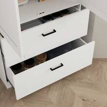 Freestanding Kitchen Unit With Adjustable Shelves And Two Large Drawers For Living Room Or Kitchen, White - White - View 7
