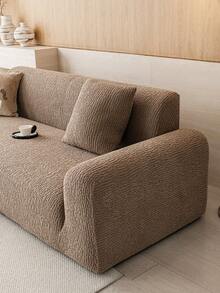 1pc Plush Velvet Sofa Cover, Stretch Multi-Purpose Full Coverage Sofa Slipcover With Jacquard Design, Protect Sofa & Decorate For Holidays, Suitable For Sectional Sofa, Small Sofa, Straight Sofa - Brown - View 7