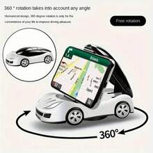 1 chiếc giá đỡ điện thoại gấp gọn kiểu xe hơi, giá đỡ điện thoại đa năng xoay 360° gắn trên bảng điều khiển xe hơi, phụ kiện xe hơi - trắng - Xem 7