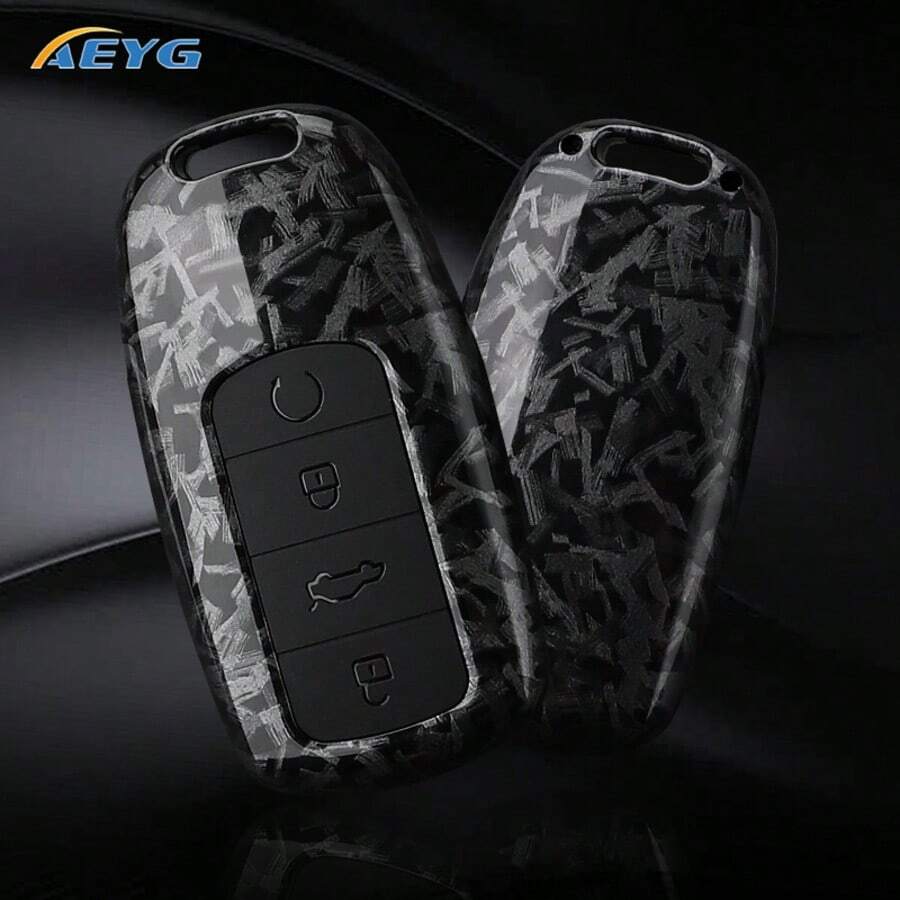 适用于奇瑞瑞虎8 Pro、瑞虎8 Plus、新款瑞虎5 Plus、7 Pro、奇瑞瑞虎7 Pro Max、欧莫达5 C5等车型的碳纤维纹理ABS汽车钥匙壳保护套,带保护夹 - 奇瑞C款 - 查看 1